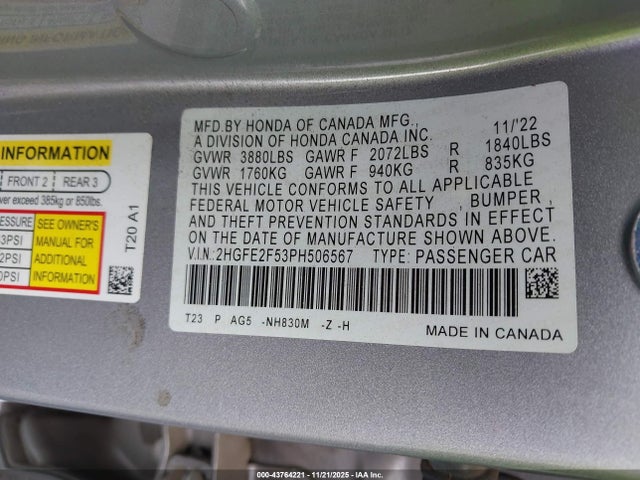 Honda Civic Sport 2023 2HGFE2F53PH506567 Image 9