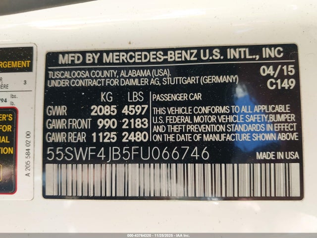 Mercedes-Benz C 300 2015 55SWF4JB5FU066746 Image 9