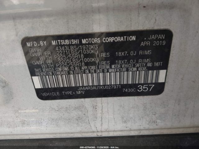 2019 MITSUBISHI OUTLANDER SPORT JA4AR3AU1KU027971 Photo 8