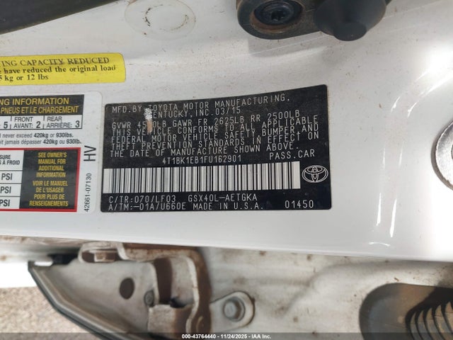 4T1BK1EB1FU162901 Toyota Avalon Xle Premium