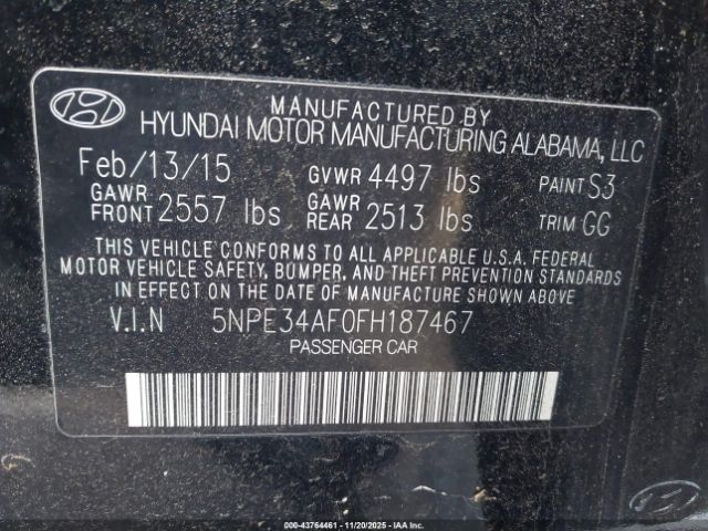 2015 HYUNDAI SONATA 5NPE34AF0FH187467 Photo 8