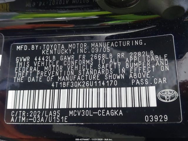 2006 TOYOTA CAMRY 4T1BF30K26U114170 Photo 8