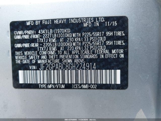 2016 SUBARU CROSSTREK JF2GPABC8GH224914 Photo 8