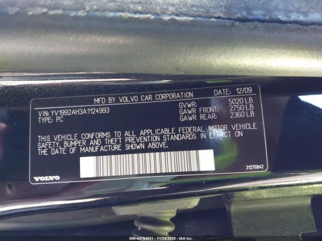 2010 VOLVO S80 YV1992AH3A1124993 Photo 8