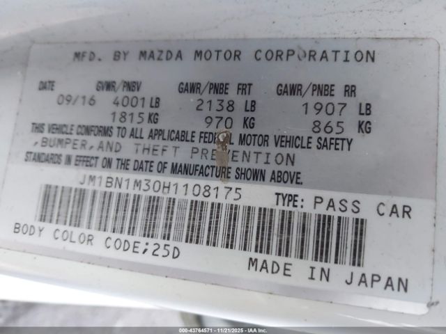 2017 MAZDA MAZDA3 JM1BN1M30H1108175 Photo 8