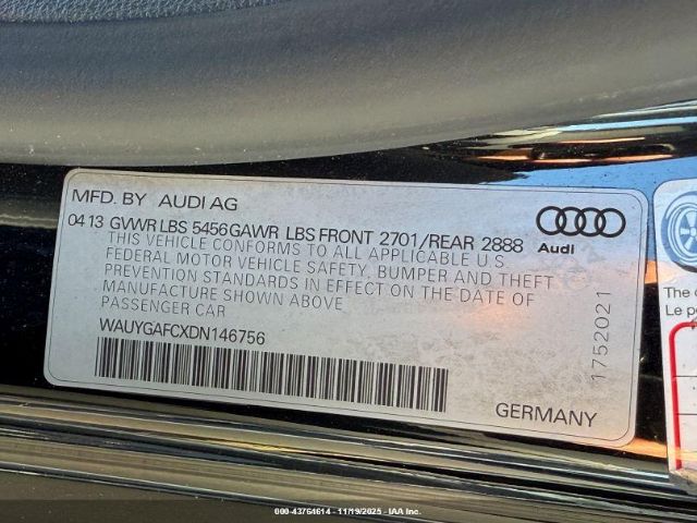 2013 AUDI A7 WAUYGAFCXDN146756 Photo 8