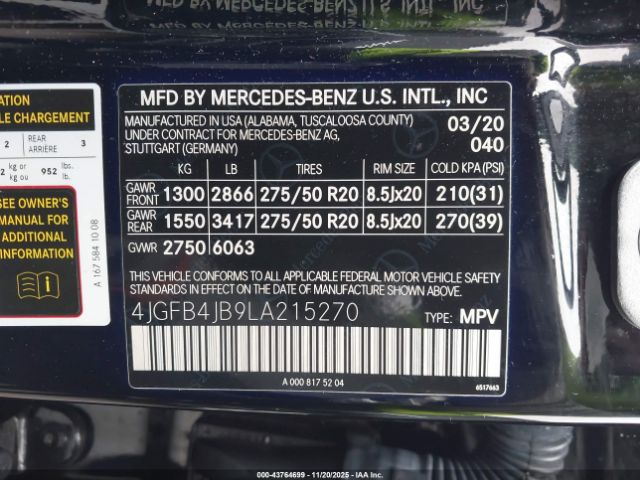 2020 MERCEDES-BENZ GLE 350 4JGFB4JB9LA215270 Photo 8