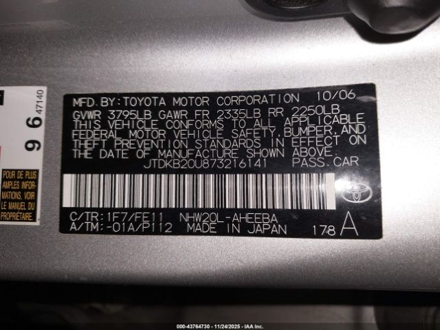 2007 TOYOTA PRIUS JTDKB20U873216141 Photo 8