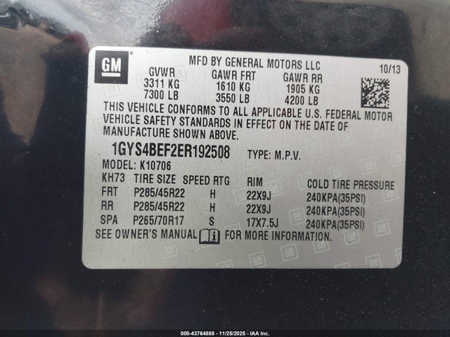 2014 CADILLAC ESCALADE 1GYS4BEF2ER192508 Photo 8