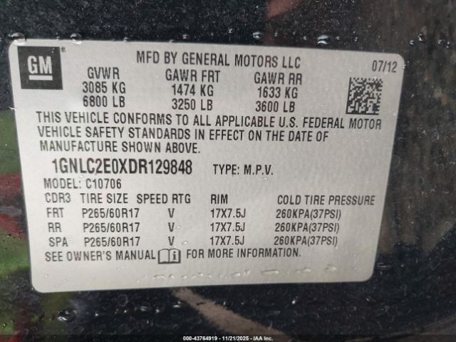2013 CHEVROLET TAHOE 1GNLC2E0XDR129848 Photo 8
