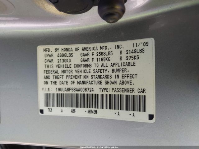2010 ACURA TL 19UUA8F58AA006724 Photo 8