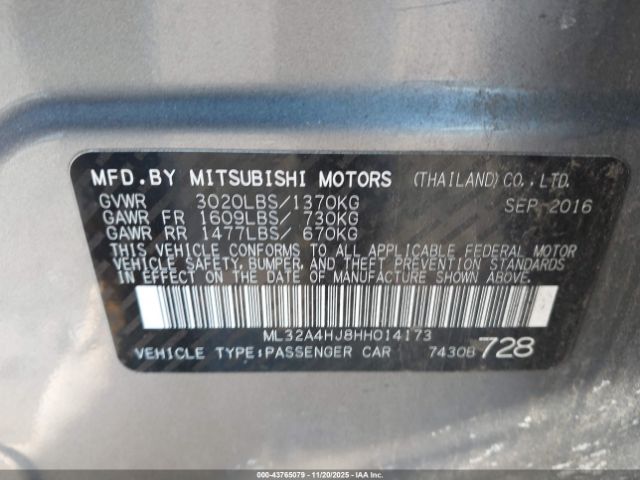 2017 MITSUBISHI MIRAGE ML32A4HJ8HH014173 Photo 8