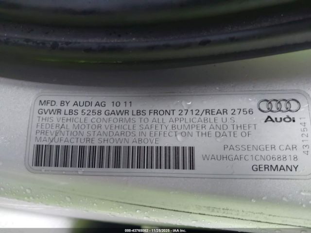 2012 AUDI A6 WAUHGAFC1CN068818 Photo 8
