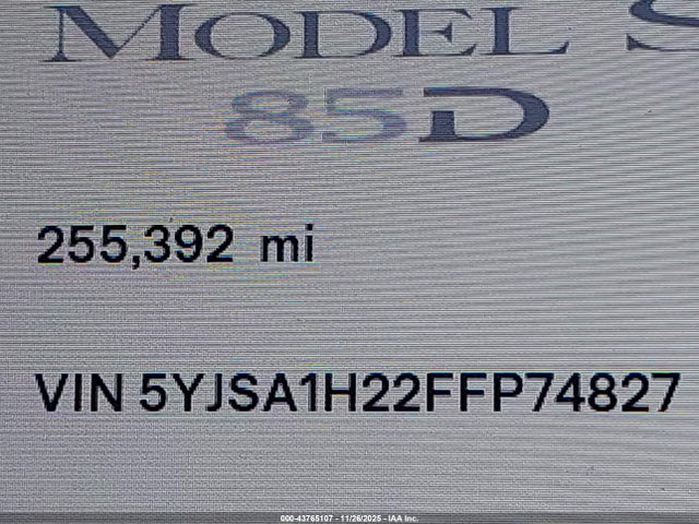 2015 TESLA MODEL S 5YJSA1H22FFP74827 Photo 8