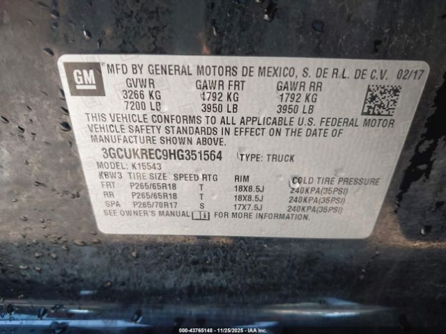 2017 CHEVROLET SILVERADO 1500 3GCUKREC9HG351564 Photo 8