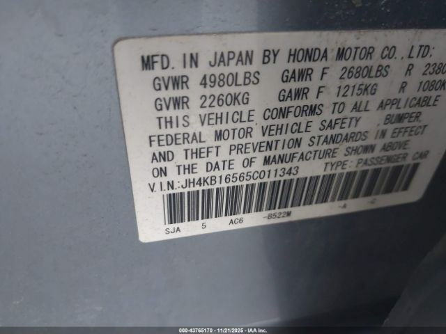 2005 ACURA RL JH4KB16565C011343 Photo 8