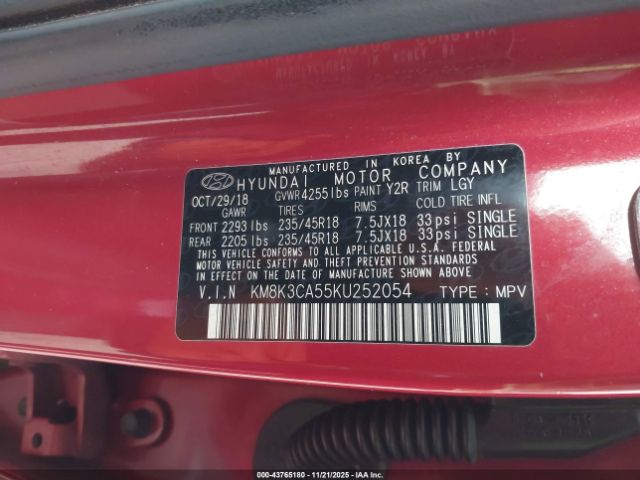 2019 HYUNDAI KONA KM8K3CA55KU252054 Photo 8