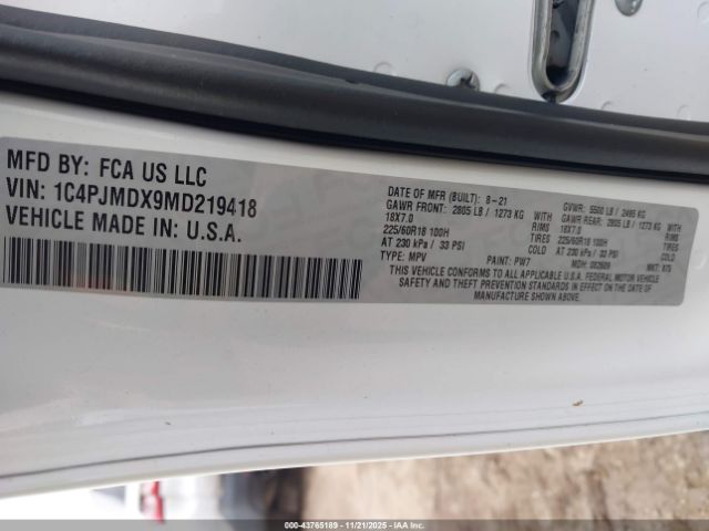 2021 JEEP CHEROKEE 1C4PJMDX9MD219418 Photo 8