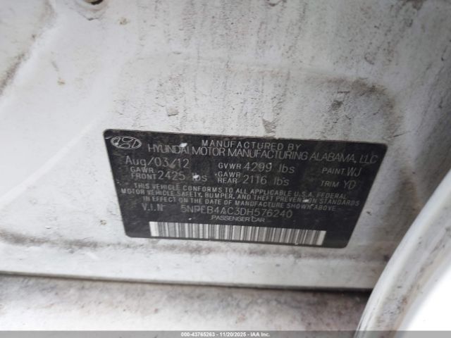 2013 HYUNDAI SONATA 5NPEB4AC3DH576240 Photo 8