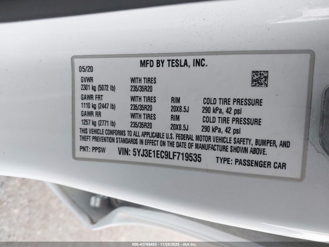 2020 TESLA MODEL 3 5YJ3E1EC9LF719535 Photo 8