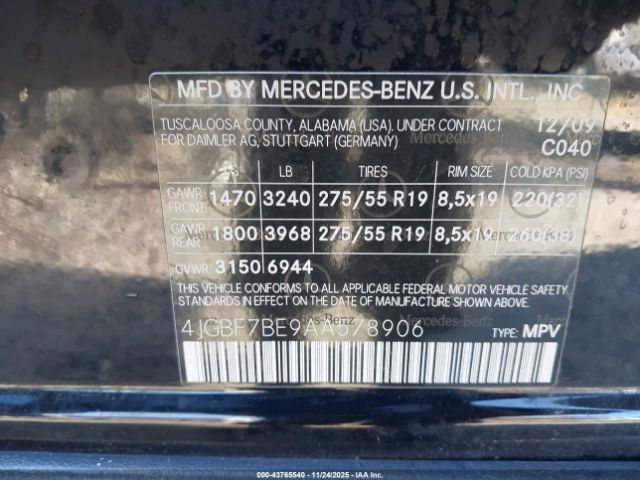 2010 MERCEDES-BENZ GL 450 4JGBF7BE9AA578906 Photo 8