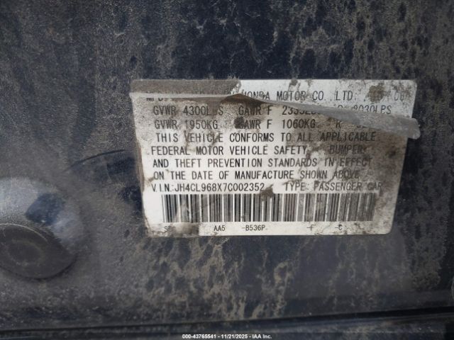 2007 ACURA TSX JH4CL968X7C002352 Photo 8