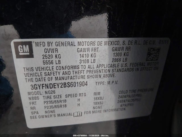 2011 CADILLAC SRX 3GYFNDEY2BS601904 Photo 8