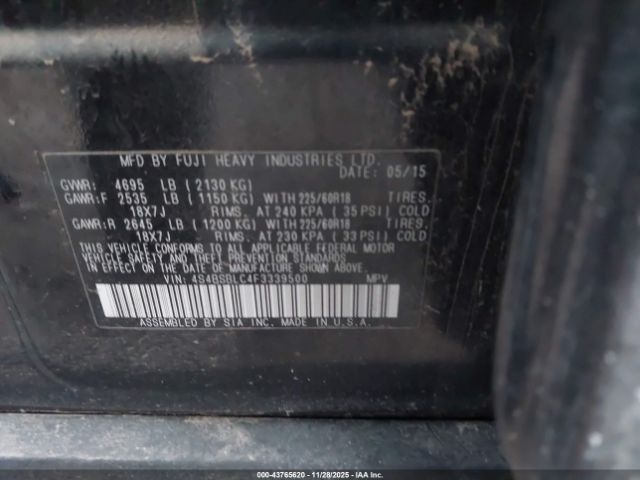 2015 SUBARU OUTBACK 4S4BSBLC4F3339500 Photo 8