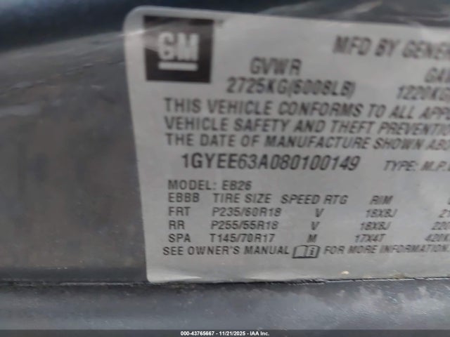 2008 CADILLAC SRX 1GYEE63A080100149 Photo 8