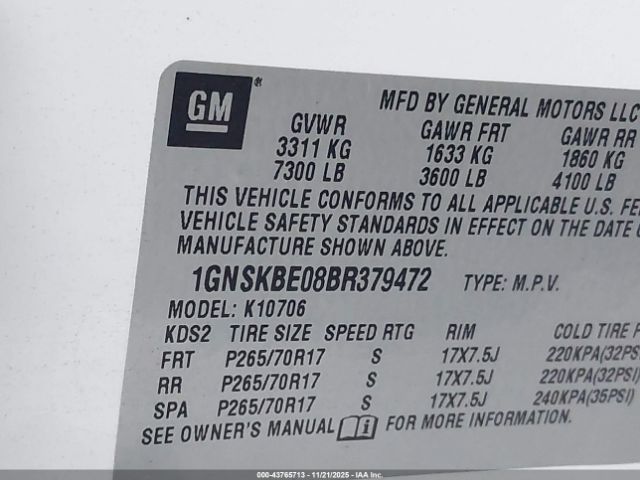 2011 CHEVROLET TAHOE 1GNSKBE08BR379472 Photo 8