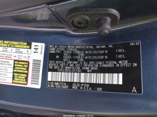 2020 TOYOTA SIENNA 5TDJZ3DC4LS251363 Photo 8