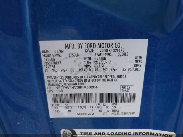 2009 FORD F-150 1FTPW14V39FA50264 Photo 8