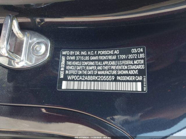 2024 PORSCHE 718 BOXSTER WP0CA2A88RK205559 Photo 8