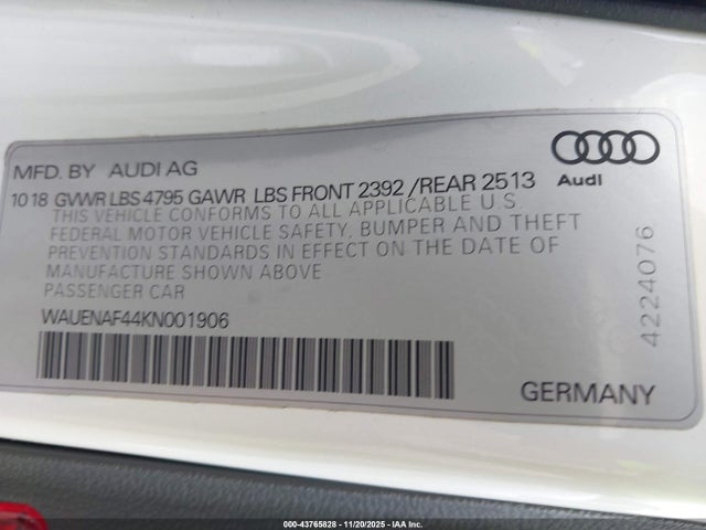 2019 AUDI A4 WAUENAF44KN001906 Photo 8