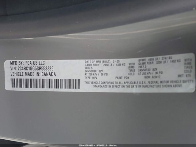 2025 CHRYSLER PACIFICA 2C4RC1GG5SR553839 Photo 8