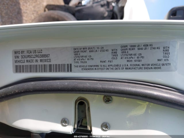 Продажа на аукционе авто 2024 Ram 2500 Tradesman  4x4 6'4 Box, vin: 3C6UR5CL2RG388567, номер лота: 43765880