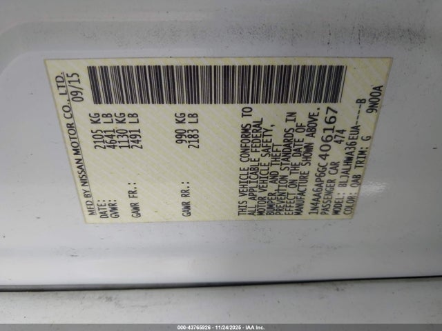 2016 NISSAN MAXIMA 1N4AA6AP6GC406167 Photo 8