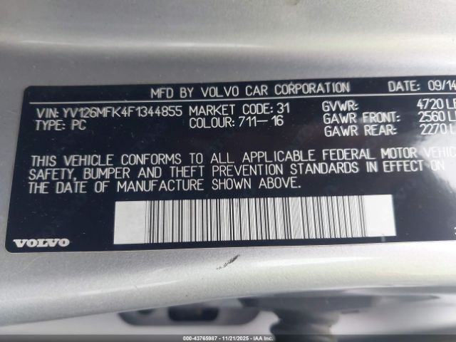 2015 VOLVO S60 YV126MFK4F1344855 Photo 8