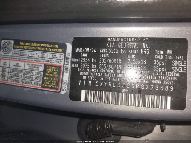 2024 KIA SORENTO 5XYRLDJC6RG273689 Photo 8