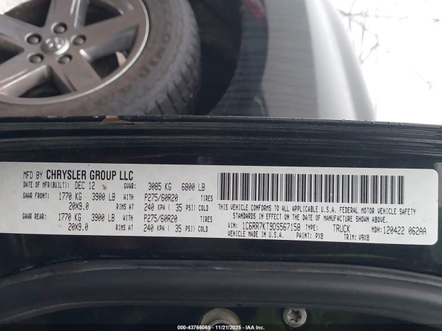 2013 Ram 1500 Express მანქანა იყიდება აუქციონზე, vin: 1C6RR7KT9DS567158, აუქციონის ნომერი: 43766065