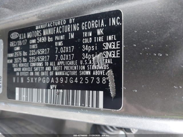 2018 KIA SORENTO 5XYPGDA39JG425738 Photo 8