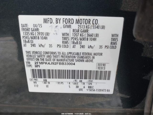 2015 FORD EDGE 2FMPK4J92FBB33004 Photo 8