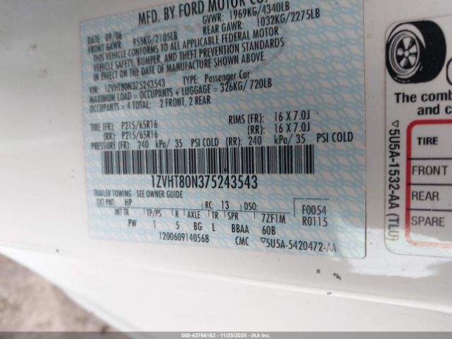 2007 FORD MUSTANG 1ZVHT80N375243543 Photo 8