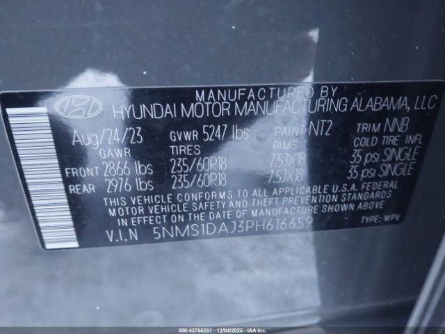 2023 HYUNDAI SANTA FE 5NMS1DAJ3PH616659 Photo 8