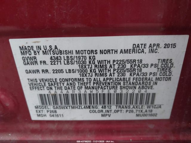 2015 MITSUBISHI OUTLANDER SPORT 4A4AR3AW5FE032204 Photo 8