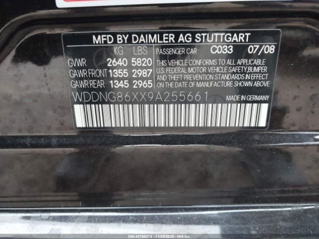 2009 MERCEDES-BENZ S 550 WDDNG86XX9A255661 Photo 8