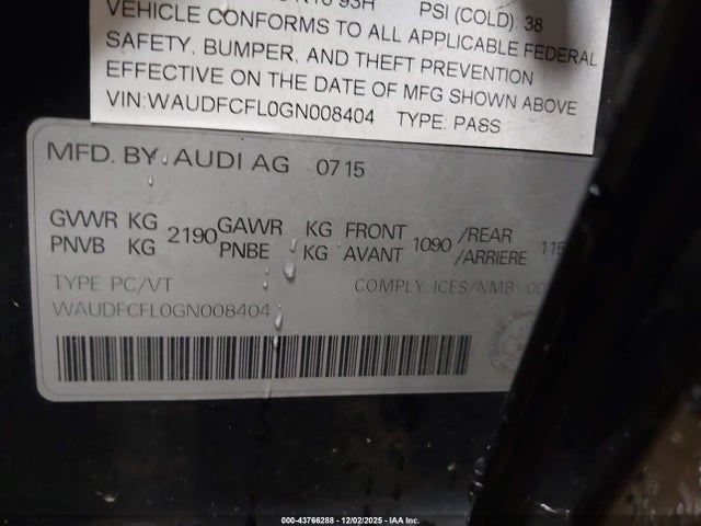 2016 AUDI A4 WAUDFCFL0GN008404 Photo 8