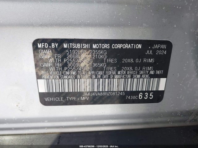 2024 MITSUBISHI OUTLANDER JA4J4VA88RZ081245 Photo 8
