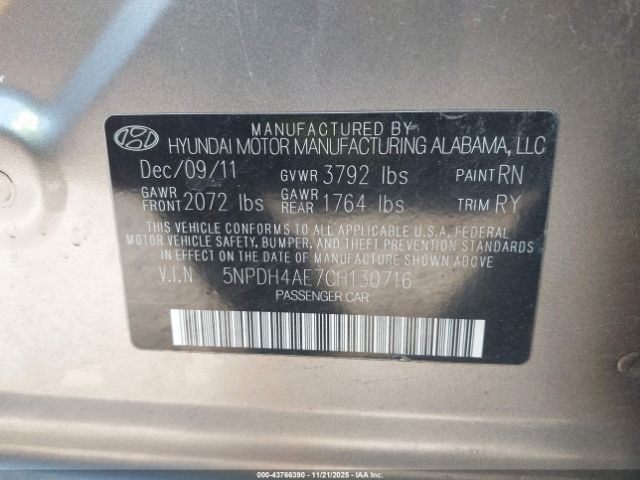 2012 HYUNDAI ELANTRA 5NPDH4AE7CH130716 Photo 8