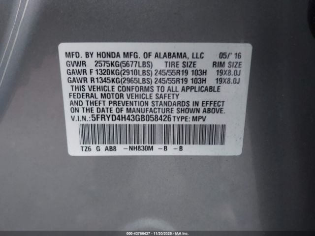 2016 ACURA MDX 5FRYD4H43GB058426 Photo 8